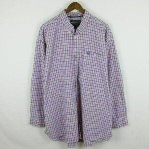Panhandle Slim Roughstock Men's XXL Purple Blue Cotton Plaid Long Sleeve Shirt